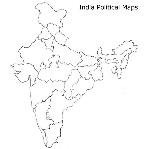 Indian Political Map Blank, Blank Political Map of India